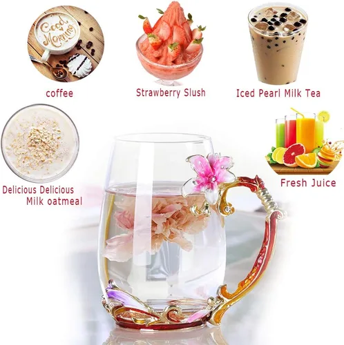 Miniatura 5 de Taza de té, Regalos para el Día de la Madre, Tazas de café, Taza de té de cristal con flor de lirio, Ideas únicas personalizadas para regalos
