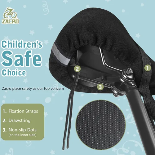 Miniatura 6 de Zacro Funda de cojín de gel para asiento de bicicleta para niños y niñas, funda de asiento de bicicleta antideslizante para niños pequeños, Funda