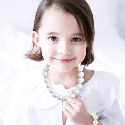 Miniatura 5 de Lujuny Juego de collar y pulsera de burbujas gruesas para niños y niñas, Acrílico Perla