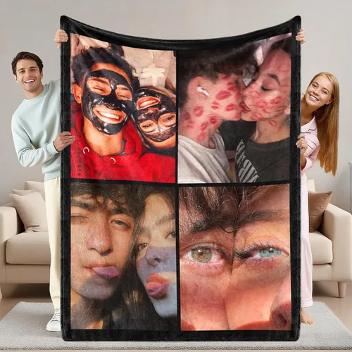 Miniatura 25 de ShineSand envía al día siguiente, cobija personalizada con texto de foto - impresa en EE. UU., cobijas con fotos personalizadas, regalos de Navidad