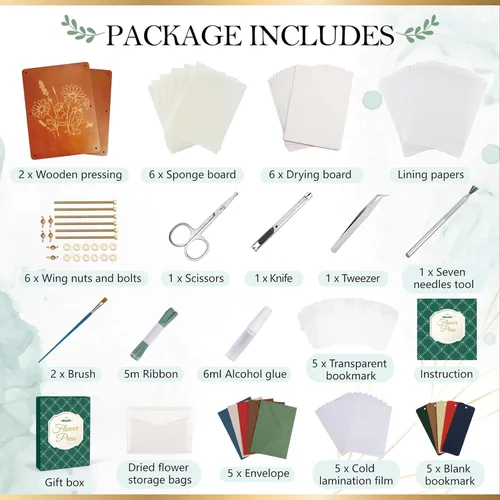 Miniatura 2 de Aboofx Kit de prensa de flores, kits de manualidades de 15.7 x 11.8 pulgadas, 6 capas de madera para manualidades, flores prensadas y plantas