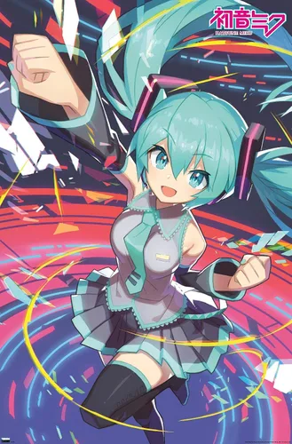 Miniatura 9 de Hatsune Miku - Póster de pared con puño, 22.4 pulgadas de largo x 14.7 pulgadas de ancho, versión enmarcada de madera de granero