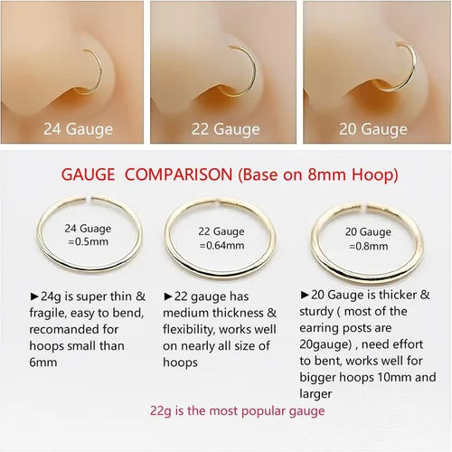 Miniatura 86 de Small Gold or Sterling Silver Huggie Hoop Earrings for Women Cartilage Nose Helix Tragus
