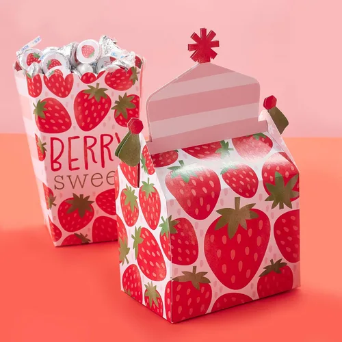 Miniatura 2 de Big Dot of Happiness Berry Sweet Strawberry - Caja de golosinas para fiestas de cumpleaños con temática de frutas o baby shower, cajas a dos aguas