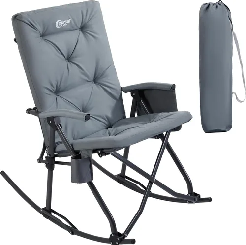 Portal Mecedora plegable para acampar al aire libre – Silla reclinable gruesa acolchada mecedora portátil para camping para patio, porche delantero,