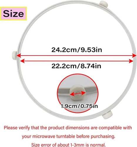 Miniatura 2 de Anillo giratorio de microondas WB06X10705 de 9.53 pulgadas para microondas GE, rodillo de anillo giratorio, soporte de bandeja de horno