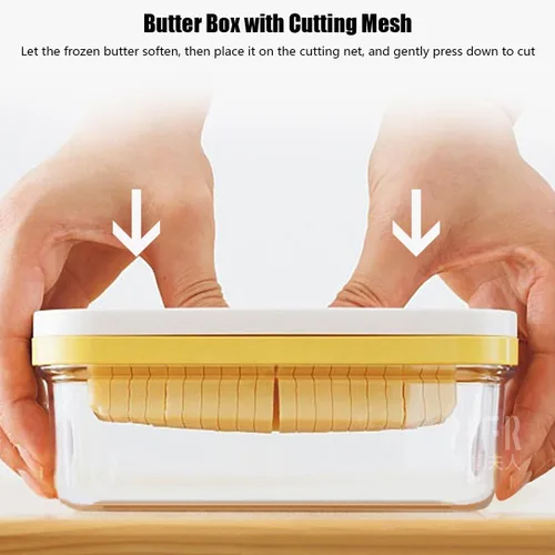 Miniatura 4 de Cortador de mantequilla de acero inoxidable, cortador de mantequilla y plato, recipiente para rebanar mantequilla con tapa para refrigerador, caja