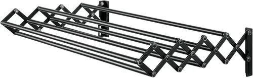 Miniatura 7 de mDesign Estante de secado de aire retráctil extensible de acero para montaje en pared, 8 barras para colgar prendas, organizador montado