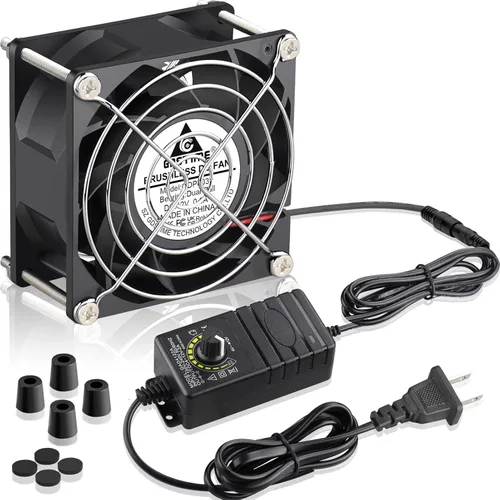 Miniatura 8 de GDSTIME Ventilador de 140 mm x 25 mm para computadora con enchufe AC, 110 V 120 V 220 V 240 V CA, controlador de velocidad variable de 4 V a 12 V