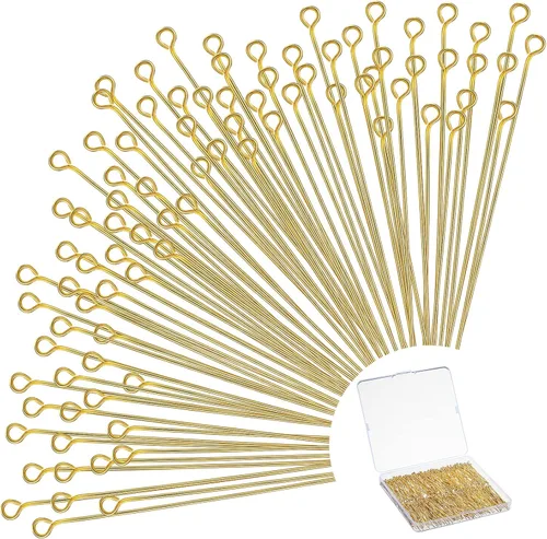 Sureio 500 alfileres de ojo de 2 pulgadas y 1.969 in para fabricación de joyas, aretes de bricolaje, suministros de fabricación de joyas para