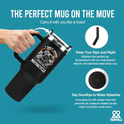Miniatura 2 de Panvola No ronco, sueño que soy una moto Taza de acero inoxidable para motociclistas, regalo para papá, esposo, novio, tío, taza de viaje
