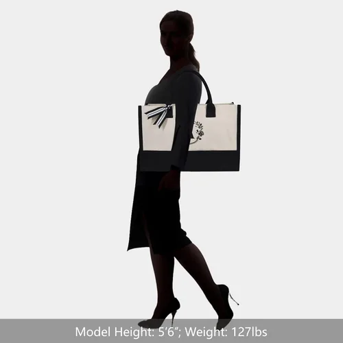 Miniatura 195 de TOPDesign - Bolso de playa de lona con inicial personalizada, bolsa de regalo con monograma, para mujer