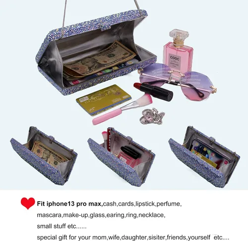 Miniatura 4 de Bestenda Crystal Evening Clutch Bag for Women Wedding Bridal Rhinestone Party Purse and Handbags