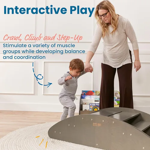 Miniatura 3 de ECR4Kids Mecedora y centro de juegos de escalones, de madera, muebles Montessori, Grey Wash