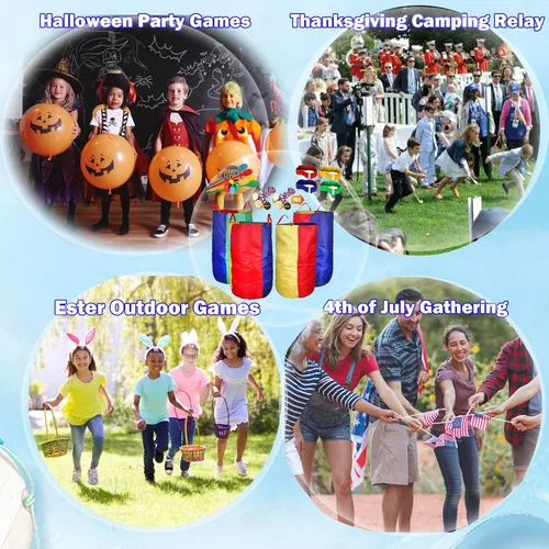 Miniatura 5 de Juego de bolsas para juego al aire libre, de césped, con huevo y cuchara, para juegos de carreras, bandas de carreras para 3 piernas, con premios