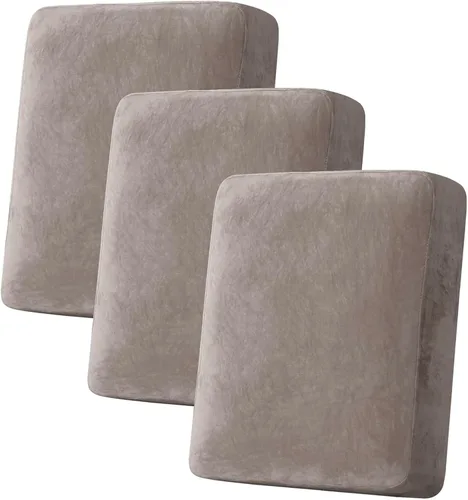 Miniatura 74 de H.VERSAILTEX - Funda de terciopelo elástica y afelpada para protección de cojines de sofá biplaza, silla o sofá, 2 piezas, tamaño grande, color gris