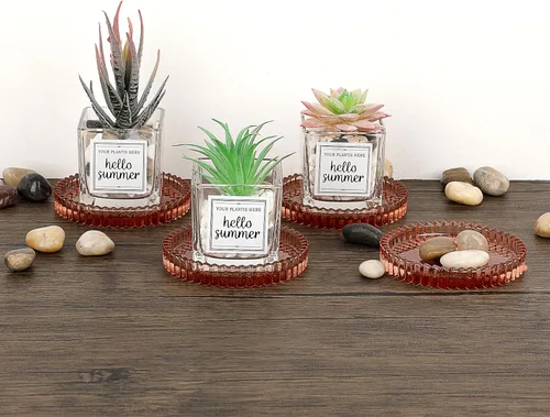 Miniatura 7 de JUXYES Juego de 5 posavasos de cristal tono ámbar redondos, tapetes para tazas de vidrio para bebidas, café, té, vino, posavasos decorativos