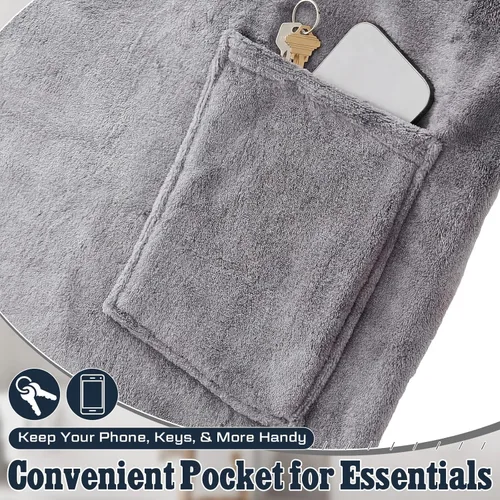 Miniatura 5 de Tudomro 2 toallas de baño para hombre, toalla grande de rizo ajustable con bolsillo para después de la ducha, para hombres, regalo, spa, Gris