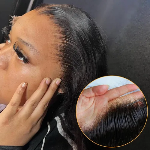 Miniatura 2 de BEEOS Encaje frontal real HD de 13 x 4 pulgadas, encaje frontal ultra fino invisible HD vívido limpio pre-arrancado cabello humano lacio sedoso