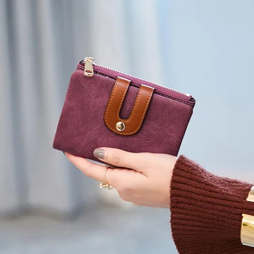 Miniatura 12 de AOXONEL Cartera pequeña de cuero plegable Rfid para mujer, con cremallera, bolsillo para tarjeta de identificación, delgada, compacta y delgada