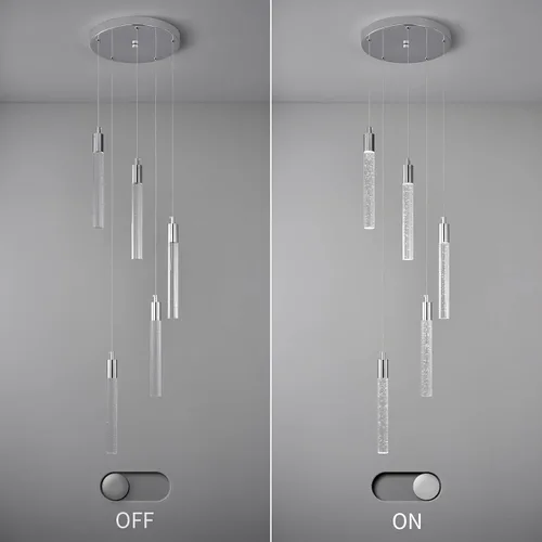 Miniatura 6 de Lámpara moderna colgante de isla de cocina, luz colgante LED regulable, luces colgantes cromadas, mini iluminación colgante de cristal para Cromo