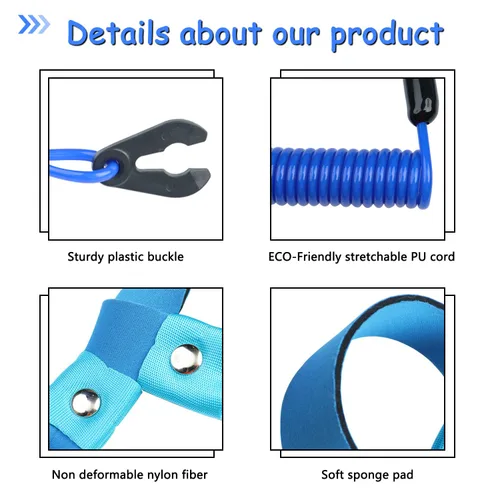 Miniatura 5 de 2 cordones para interruptor de apagado para lancha, correa de muñeca de repuesto EW2-68348-00-00 para Yamaha Marine motor fuera de borda de Azul