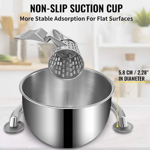 Miniatura 4 de VEVOR Rallador de queso rotativo, mandolina rotativa de zinc para verduras, mandolina manual de queso con 5 conos de corte de acero inoxidable