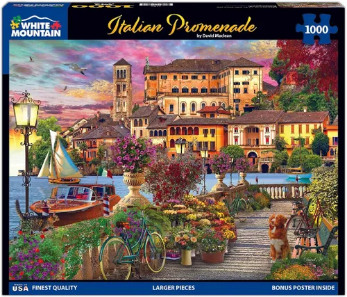 Miniatura 2 de White Mountain Rompecabezas de 1000 piezas de paisaje escénico de Italia con piezas grandes para adultos y familia de 24 x 30 pulgadas - Paseo
