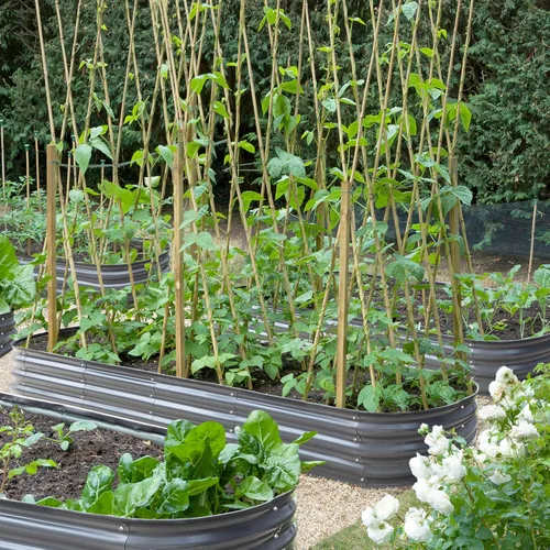 Miniatura 8 de VEIKOU Cama de jardín elevada de 8 x 2 x 1 pies, maceta galvanizada, cama de jardín modular 9 en 1 para verduras al aire libre, flores, gris