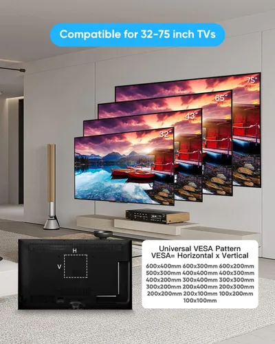 Miniatura 9 de Soporte de pared para TV de brazo largo con extensión de 25.6 pulgadas, soporte de TV de esquina de movimiento completo resistente para pantallas