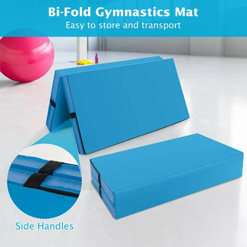 Miniatura 5 de Giantex Colchoneta de gimnasia plegable de 4 x 4 pies con asas de transporte, tapete bio-plegable para niños y animadoras