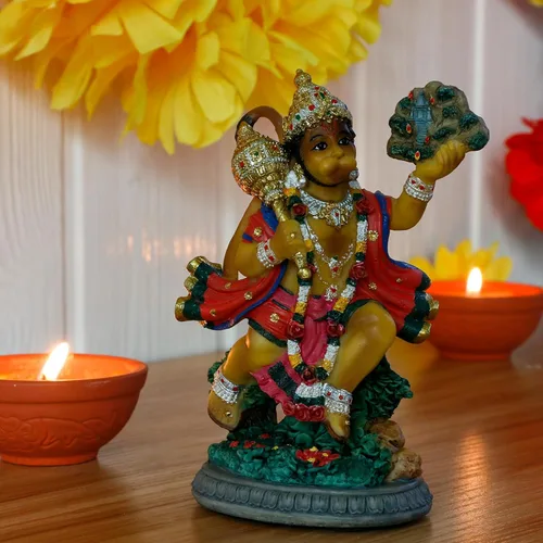 Miniatura 6 de alikiki Estatua hindú de Dios volador Hanuman – 5.3 pulgadas de alto, Lord Hanuman, regalo indio perfecto para Diwali, Navratri, Dussehra