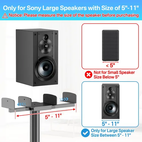 Miniatura 2 de Par de soportes de altavoces de alta resistencia para soportes de altavoces Sony SS-CS5/SS-CS5M2/SS-CS8/SA-Z9R con soportes de barra de sonido