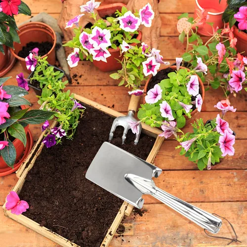 Miniatura 6 de Generic Pala de jardín de acero inoxidable - Mini paleta de mano para plantar trasplante y aflojar el suelo - Herramienta duradera de jardinería al