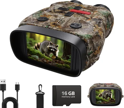 Gafas de visión nocturna para niños con tarjeta de 32 GB, binoculares de visión nocturna para niños con zoom 5X, cámara digital HD de 1080P, gran