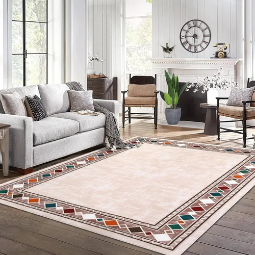 Miniatura 7 de WESTLOOM Alfombra de pasillo de 2 x 6 pies, lavable, moderna, con bordes, antideslizante, resistente a las manchas, borde geométrico, alfombra