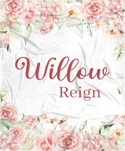 Miniatura 25 de Manta de bebé personalizada para niñas y niños pequeños, recién nacidos, regalos personalizados de vaca floral con nombre y texto, 40 x 30 pulgadas