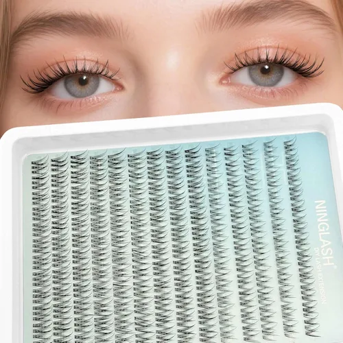 Extensiones de pestañas naturales en racimo de pestañas finas de 0.315 a 0.472 pulgadas, racimos de pestañas cortas de aspecto natural, extensiones