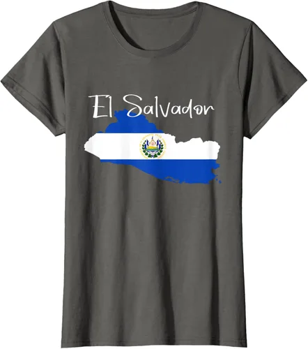 Miniatura 8 de Camiseta con la bandera de El Salvador, mapa de El Salvador, camiseta de Salvador para mujer