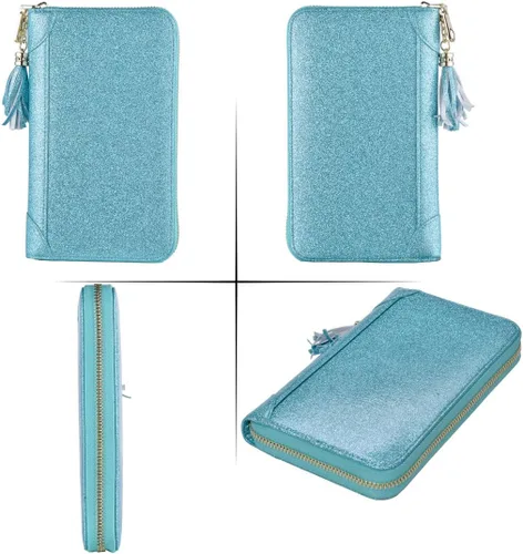 Miniatura 6 de Easyoulife - Monedero de cuero con cremallera, billetera portatarjetas para mujer, bloqueo RFID