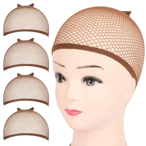Miniatura 9 de Fandamei Gorra de peluca HD, gorras de peluca ultrafinas de color marrón oscuro, 4 gorras de peluca de nailon súper finas para mujer, elásticas