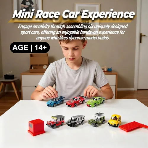 Miniatura 5 de Mini Speed Champions - Juego de construcción de automóviles de Pascua, paquete de 6 kits de autos deportivos de 64 a 76 piezas, fácil de construir