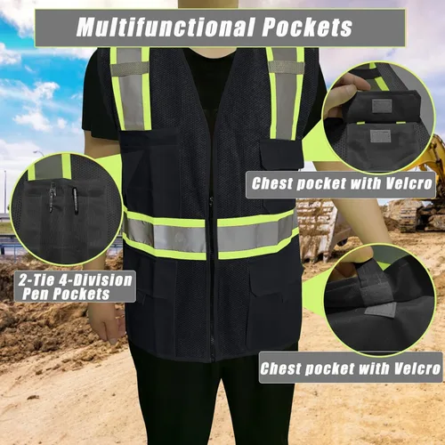 Miniatura 2 de Chalecos de seguridad con logotipo personalizado (S, M, L, XL, 2XL, 3XL, 4XL) Chalecos de seguridad reflectantes de alta visibilidad Clase 2