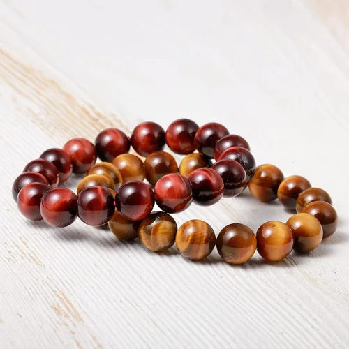 Miniatura 3 de Jewever Pulsera elástica de cuentas redondas lisas de ojo de tigre, unisex (varias piezas)