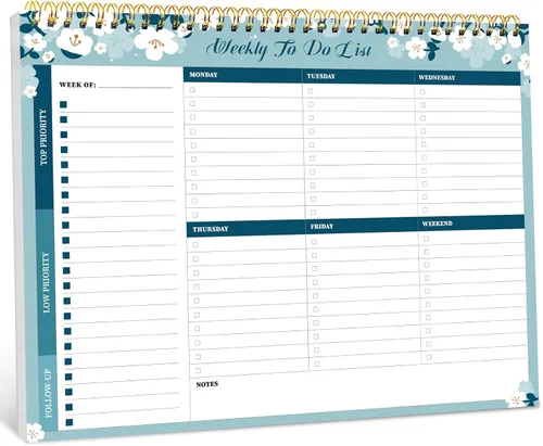 Miniatura 23 de Taja Bloc de notas semanal con 52 hojas sin fecha (8.5 x 11 pulgadas), planificador semanal de escritorio para mujeres y hombres, trabajo y hogar