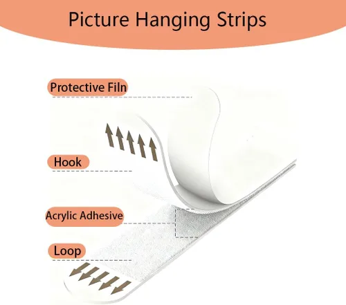 Miniatura 3 de 36 pares de tiras para colgar cuadros de 0.63 x 1.81 pulgadas, tiras adhesivas para colgar en la pared, sin agujeros, marcos de fotos para colgar