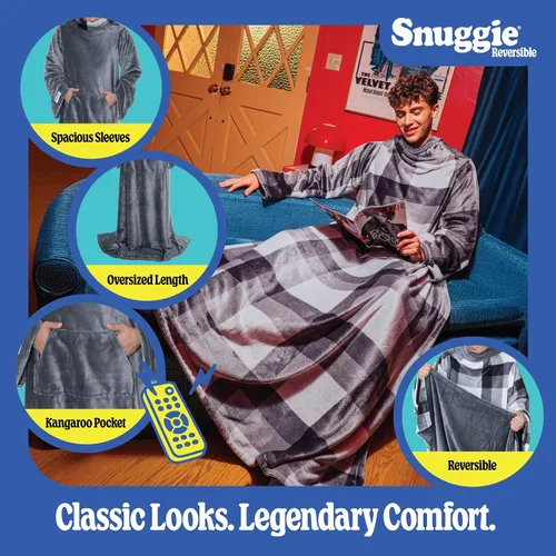 Miniatura 2 de Snuggie Manta original con mangas y bolsillos, acogedora manta de gran tamaño para hombres y mujeres adultos, talla única, 71x54