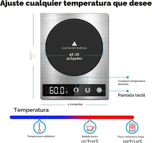 Miniatura 3 de COSORI Calentador de Taza de Café y Juego de Tazas para Escritorio, Calentador de Tazas, Regalos para Oficina y Navidad, Control de Temperatura