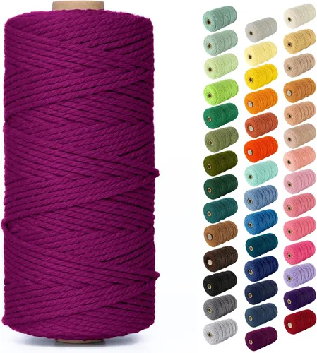 Miniatura 56 de Nook Theory - Cuerda de macramé de 3 mm, 220 yardas de cuerda de algodón, hilo de 4 mm y 5 mm, cuerda para manualidades, perfecta para colgantes