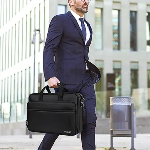 Miniatura 2 de Bolsa de 17" para computadora portable, maletín de viaje con organizador, correa para colgar al hombro expansible, impermeable, para llevar